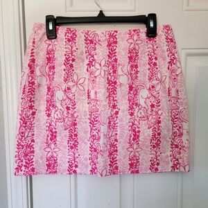 Lilly Pulitzer Boardwalk Cafe Pink White Tropical Animal Print Skirt Size 4